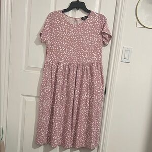 Pink Patterned Midi Dress